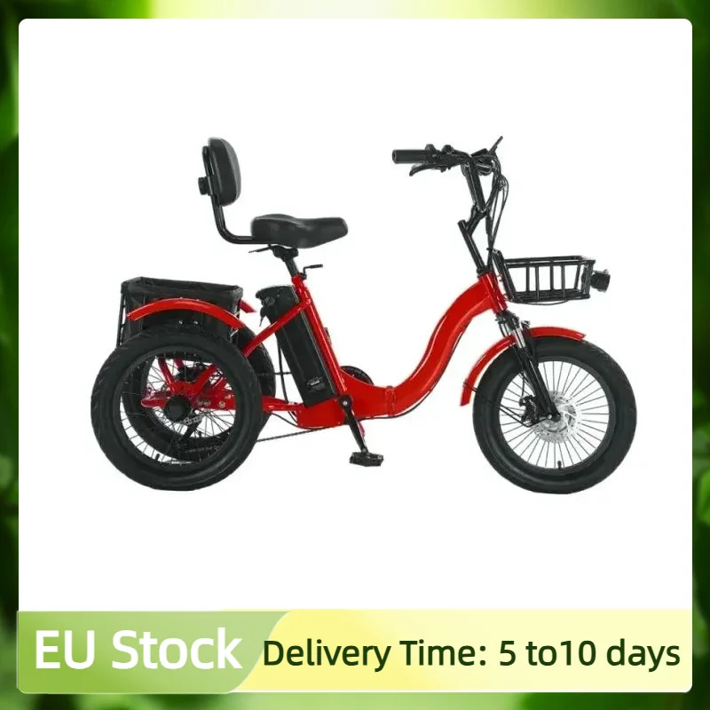 Neues faltbares elektrisches Dreirad für Erwachsene mit Korb 350 W 48 V Blau/Gelb 3 Räder Fracht-Elektrofahrrad für ältere Menschen