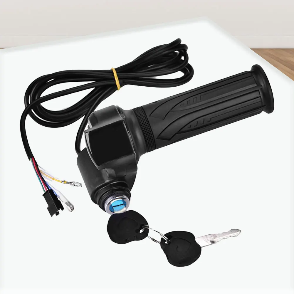 Electric Bike Scooter Throttle Grip Handlebar with Power Switch Key 24/36/72V E-bike LED display controller Handle Accessories