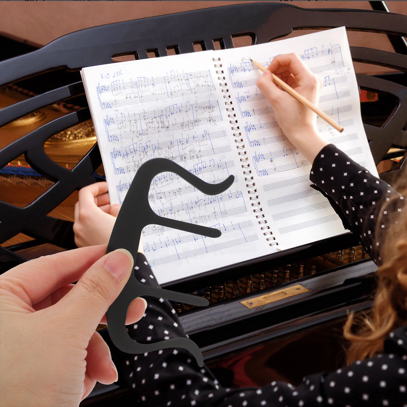 4 قطعة M البيانو الغيتار حامل كتب معدني ورقة كتاب معدنية صفحة البيانو M على شكل ورقة الموسيقى لمشبك صفحة الموسيقى #5