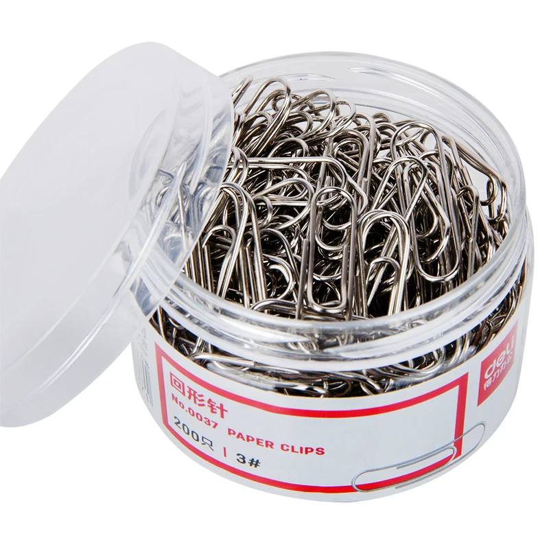 Deli Electroplated Metal Paper Clip Rust Proof Binding Office Stationery Silver Color Morandi Color Barrel Packaging