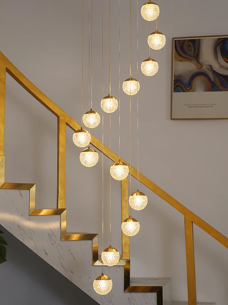 Modern Chandelier Stairwell Ball Chandelier LED Living Room Lamp Attic Luxury Spiral Hanging Lamp Furniture Designer CChandelier