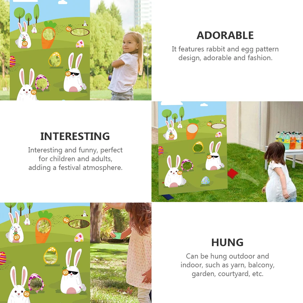 

Easter Bunny Rabbit Flag Hanging Polyester Game Banner Easter Toss Egg Bunny Pattern Decoration Outdoor Indoor Yard
