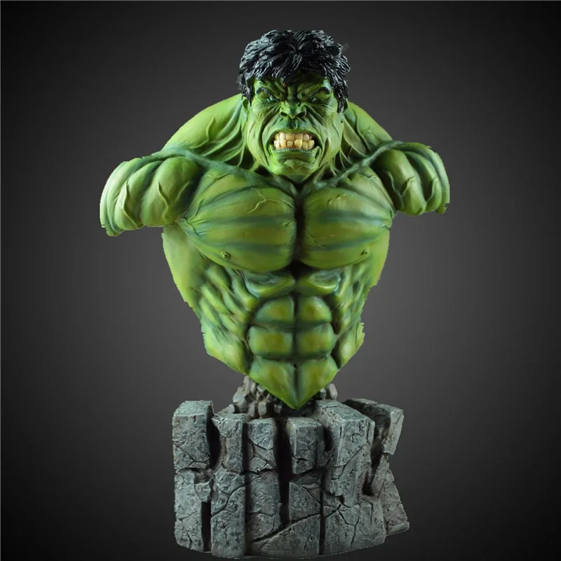 34cm 1/3 Superhero Green Giant Hulk Bust Action Figure Resin Statue Green Man Collection Model Home Decoration Surprise Toy Gift