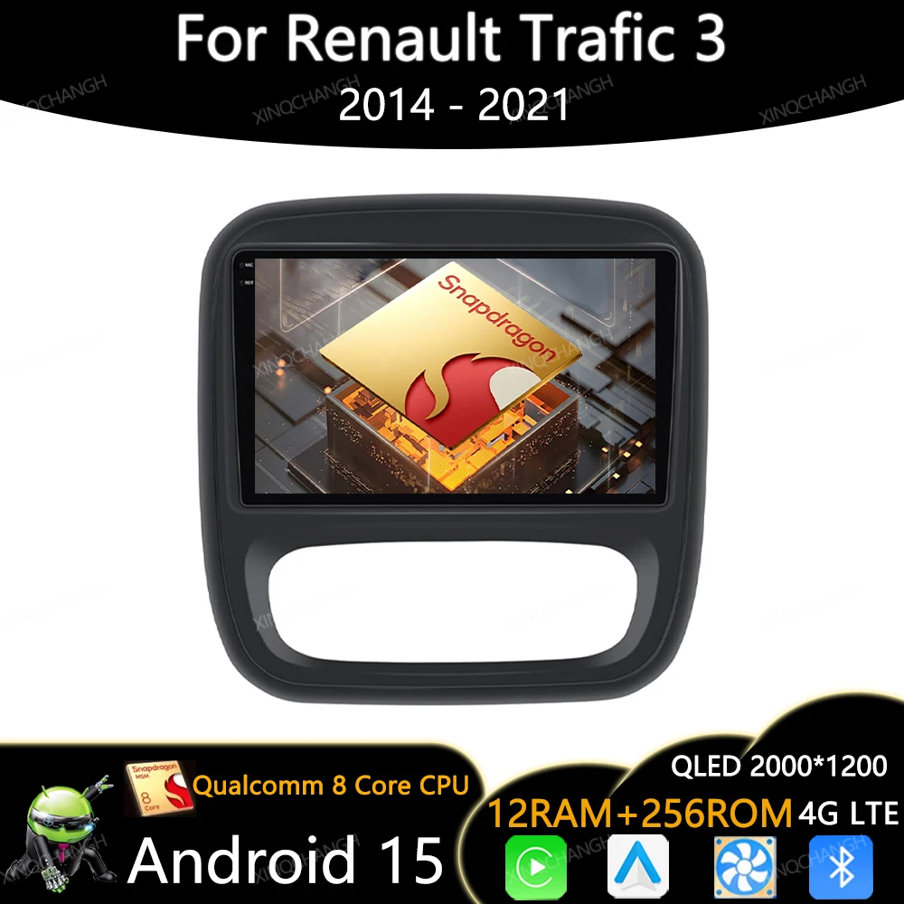 Rádio do carro de android 15 para renault trafic 3 2014 - 2021 para opel vivaro b 2014 - 2018 qualcomm 2din gps reprodutor de vídeo multimídia bt