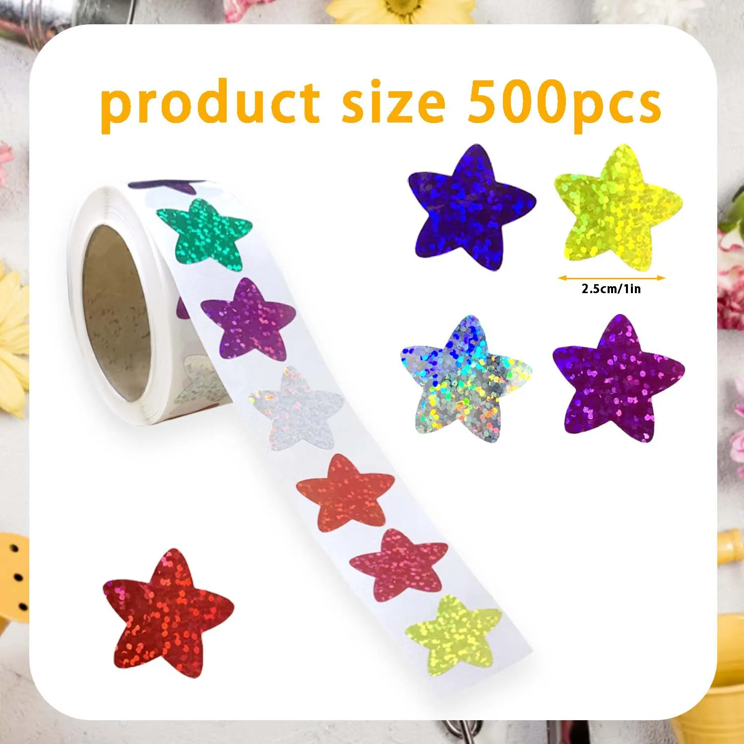 Pegatinas holográficas de estrellas doradas para niños, lámina de recompensa, etiquetas para manualidades de pared, suministros de aula, 100-500