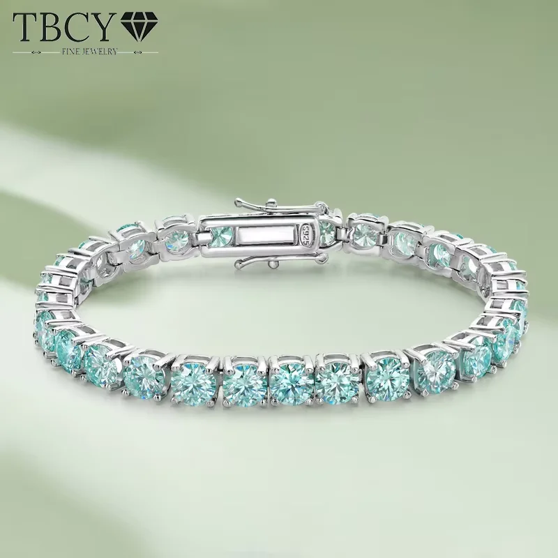 

TBCYD 100% Real Blue Moissanite Tennis Bracelet For Women Men GRA Certified Original S925 Silver Lab Diamond Hand Chain Jewelry