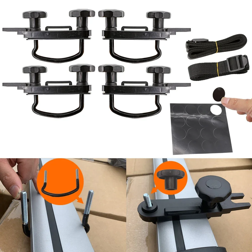 4pcs metal Car U-Bolts Clamps Universal Roof Box Car Van Mounting Fitting Kit Van U-Bolts Clamps Luggage Accessories