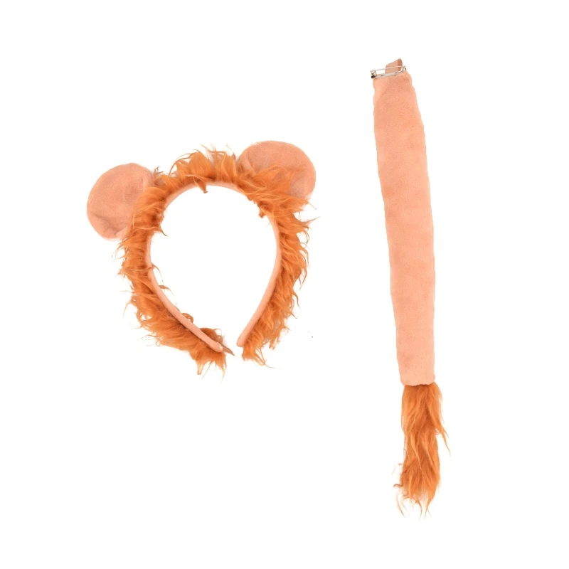 Animal Cosplay Costumes Lion Ears Headband Skirt Tail Halloween Party Props