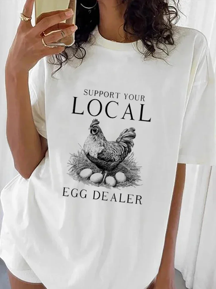 Повседневная женская футболка с коротким рукавом с мультяшным принтом и коротким рукавом. Модный суконный топ в пляжном стиле...