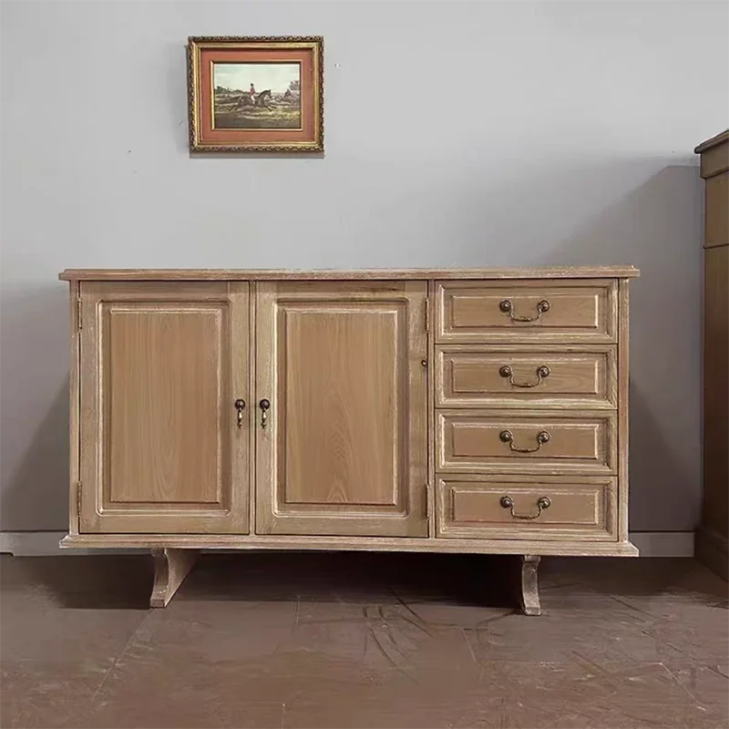 

yi-French Vintage TV Cabinet Living Room & Entrance Hall Sideboard American Antique Partition Light Luxury Design*