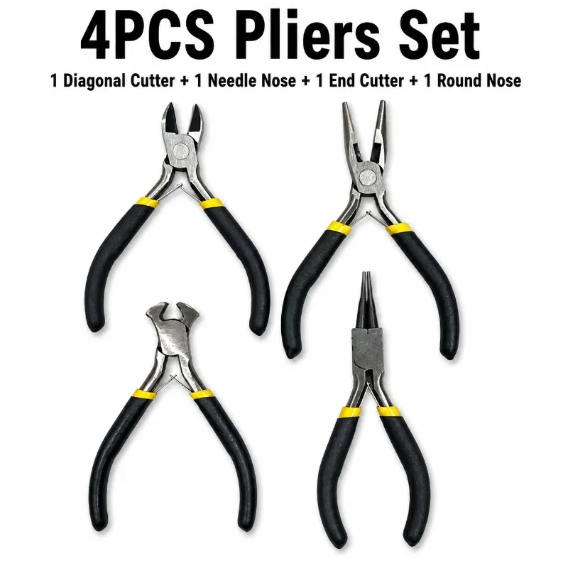1Pcs Portable Durable Carbon Steel Forging Jewellery Pliers Light Weight Mini Pliers Hand Tools Round Flat Long Nose Pliers