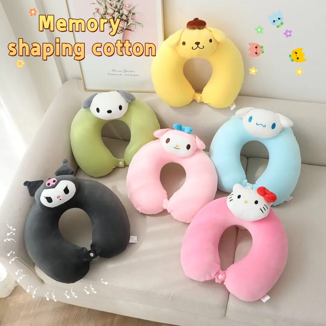 Sanrio Comfortable Memory Foam U-shaped Neck Pillow Kuromi Pom Pom Purin Hello Kitty Pochacco Cinnamoroll  My Melody Gifts