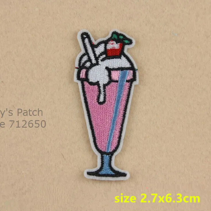 10 Pcs Pop Cola Cocktail Drink Bee Milk Embroidered Patch Motif Cartoon Applique Embroidery Patch DIY Accessory Free Shipping