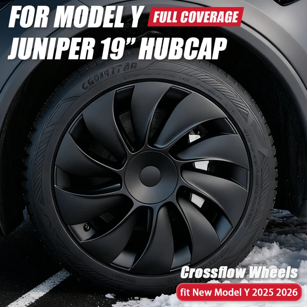 

4PCS Wheel Cap for Tesla Model Y Juniper 19 Inch Crossflow Hubcap Performance Replacement Full Rim Cover Accessories 2025 2026