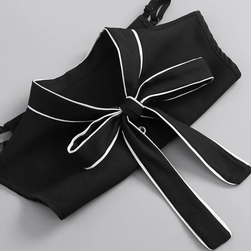 여성용 화이트 라펠 가짜 칼라 탈부착 가능한 넥 칼라 장식용 쉬폰 초커 여성용 가짜 칼라 액세서리