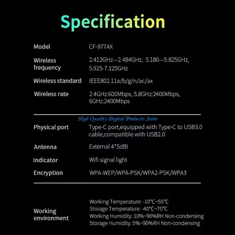 U2JE 5400Mbps USB Wifi 6 Adapter 2.4G 6G Game Wifi Receiver Dongle 4 Antena for PC WPA3 Win10/11 Card Adapter