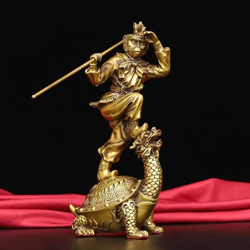 Antique Chinese copper hand-mand statue,Black monkey rides a dragon turtle,Handicrafts, best collection&adornment, Free shipping