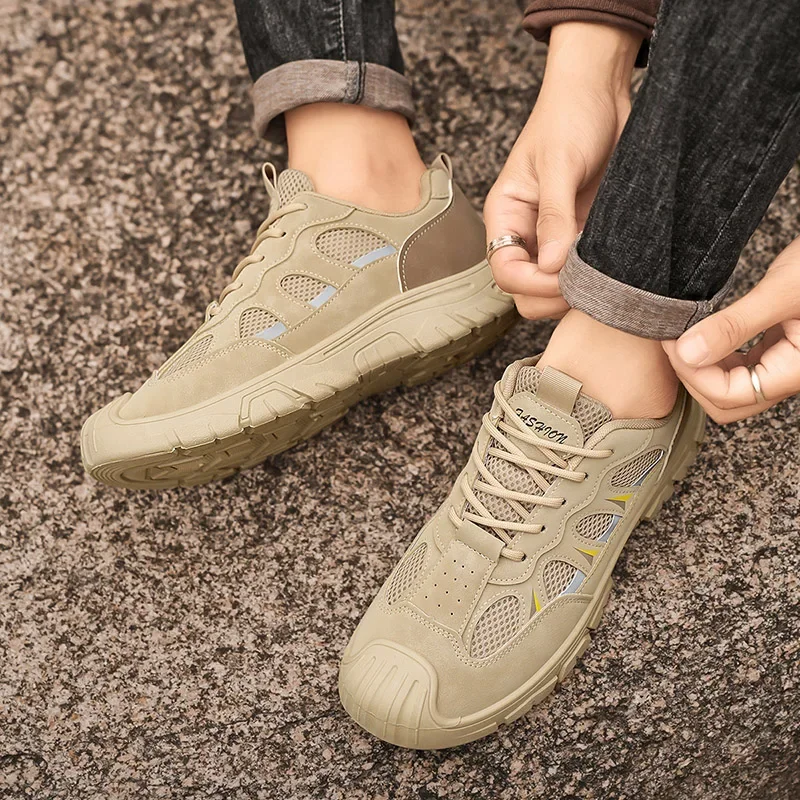 Men's Thick Soled Sports Shoes 2025 New Vulcanized Hiking Summer Breathable Leisure Hiking Shoes Hot Selling Mesh Hiking Shoes