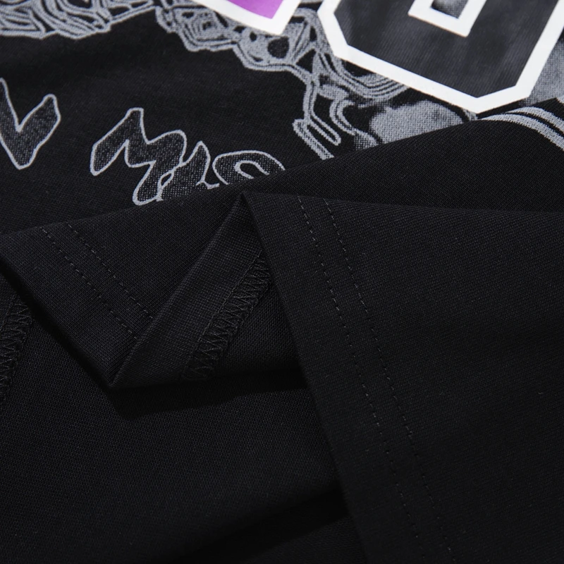 Y2K Streetwear Oversized Half-Zip Poloshirts für Männer, Bunter Glänzender Diamant-Graffiti-Druck, Locker Sitzend, Hip-Hop Casual T-Shirt – Detail 8