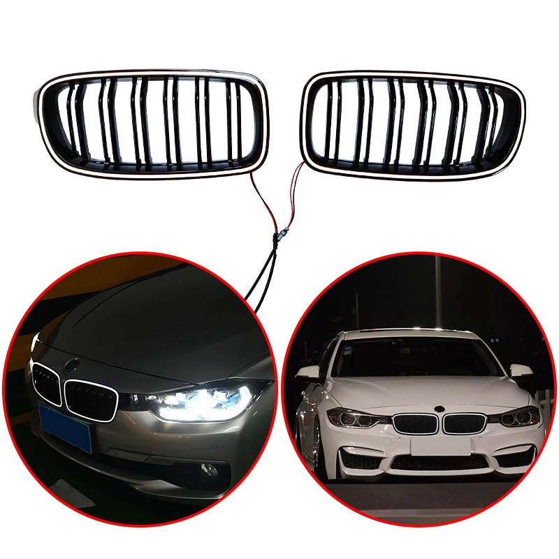 

For BMW 3 Series F30 F31 320i 330i 335i 2013 To 2018 High Quality ABS Front Luminous Grille Led Light Racing Grille Gloss Black