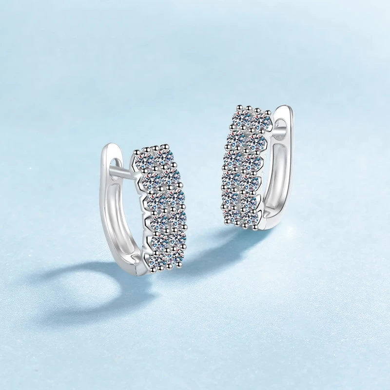 Women Valentine's Day 18K White Gold Wedding Hoop Earrings 0.72CT Moissanite Diamond Girl Birthday Gift PT950 Platinum Jewelry