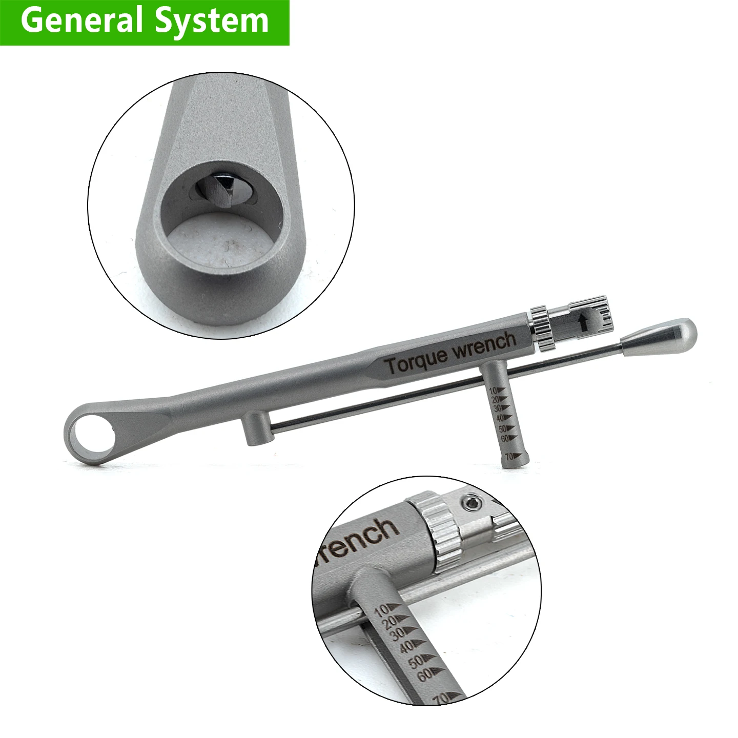 Dental Torque Wrench 10-50 Ncm Ratchet Handpiece with Contra Angle for Prosthodontics Surgery Lab 7mm Driver Factory Direct