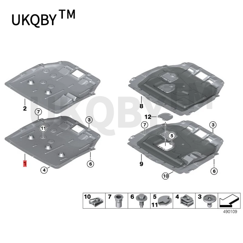 Placa base del guardabarros, sello de escudo del compartimento del motor, F45b, mw225I, X1, F48, F46X39, X2