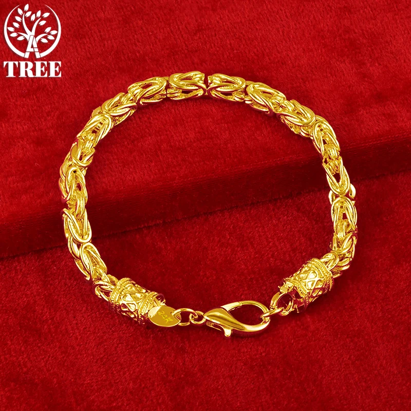 

ALITREE 24K Yellow Gold Keel Chain Hip Hop Bracelets For Woman Man Birthday Wedding Engagement Fashion Party Charm Jewelry