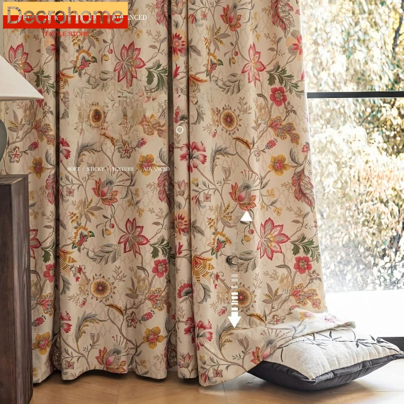 Neue französische Vorhänge im Mid-Century-Stil mit vollständig verdunkelnden Vorhängen für Wohnzimmer, Esszimmer, Schlafzimmer, maßgeschneiderte Dekorationsvorhänge