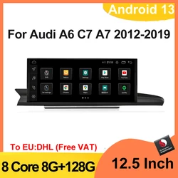 Qualcomm 665 12.3 Inch Android 13 Car Multimedia Screen For Audi A6 C7 Head Unit Car GPS Navigation Radio DVD Player Carplay 4G