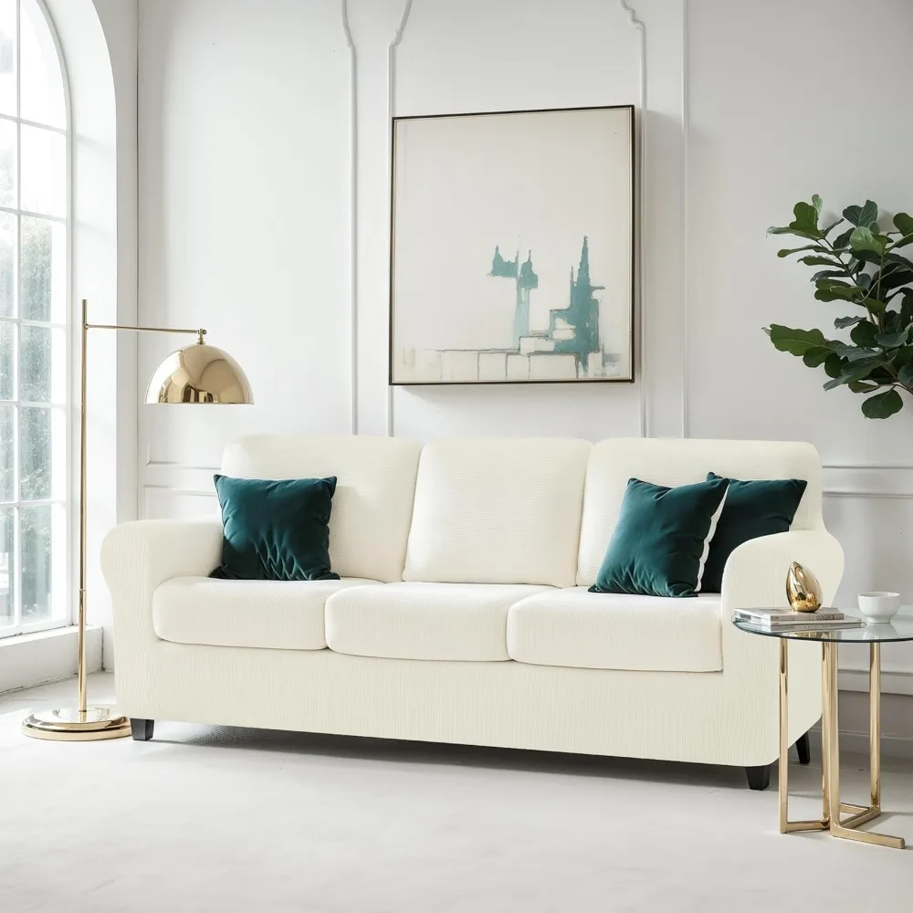 أغطية أريكة مكونة من 7 قطع من أغطية الأريكة قابلة للغسل، أغطية أريكة قابلة للتمدد لـ 3 وسائد للأريكة مع مسند ظهر منفصل ووسادة