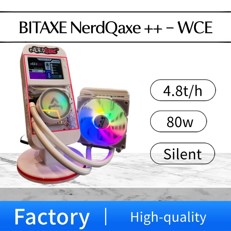 

2025 Новая модель Bitaxe Nerdqaxe++ 4,8 т 120 Вт Бесшумная модель с водяным охлаждением