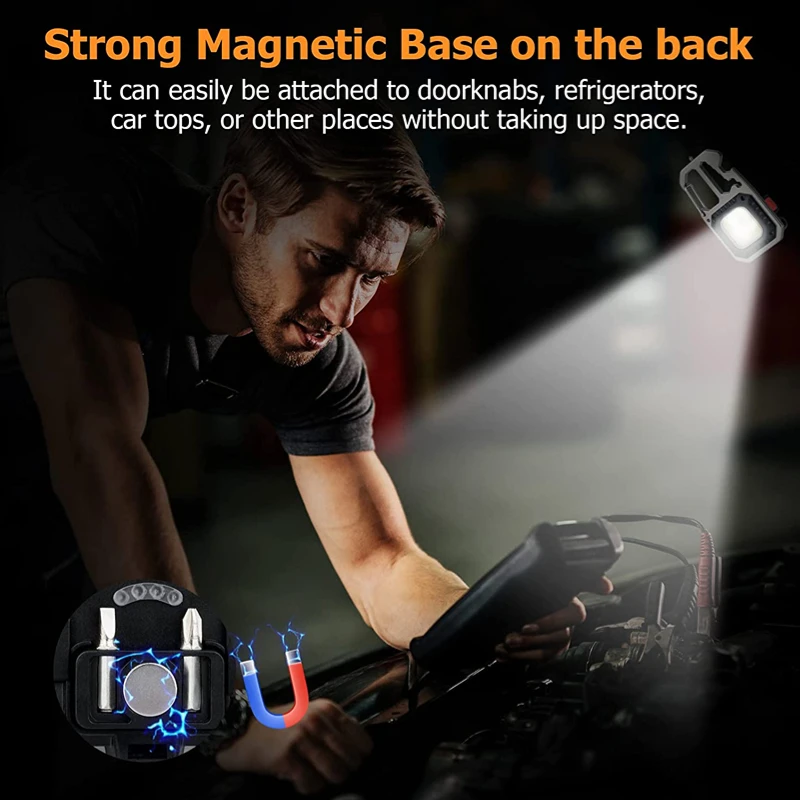 LED Micro Flashlight Pocket Keychain Flashlights Screwdriver Emergency Wrench Portable Key Ring Work Light Torch Outdoor Camping