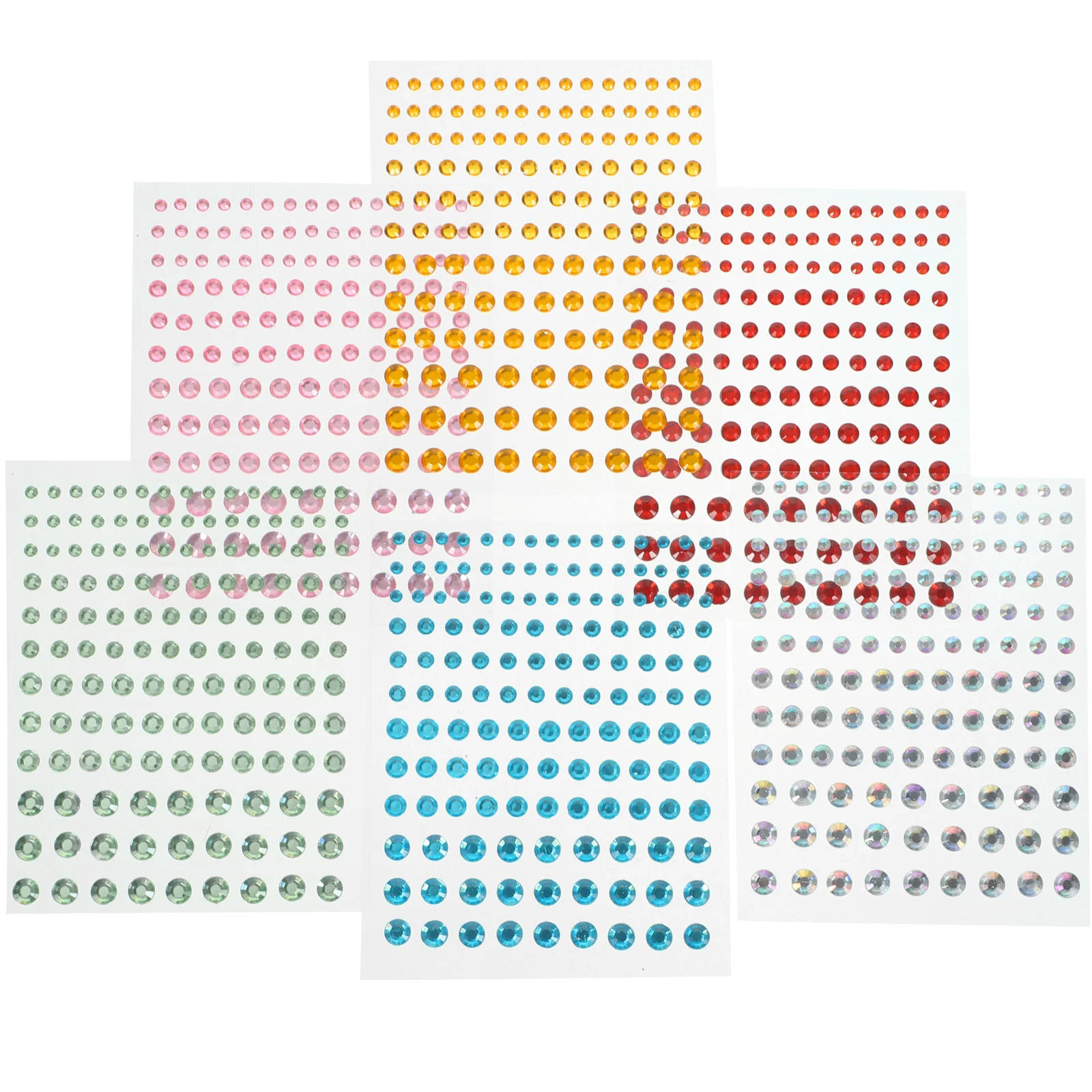 

6 Sheets Water Drill Bling Rhinestone Face Jewels Portable Multi-Use Self-Adhesive Craft Stickers Creative Diy Accessories