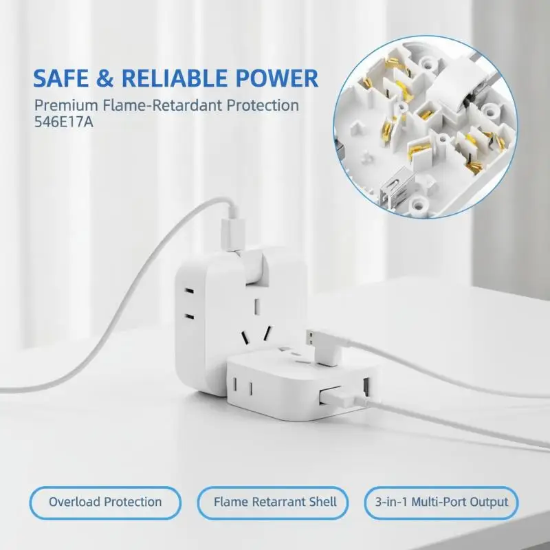 3 In 1 EU US Power Socket Plug Adapter Foldable US To EU Travel Power Converter KR Plug AC Outlet
