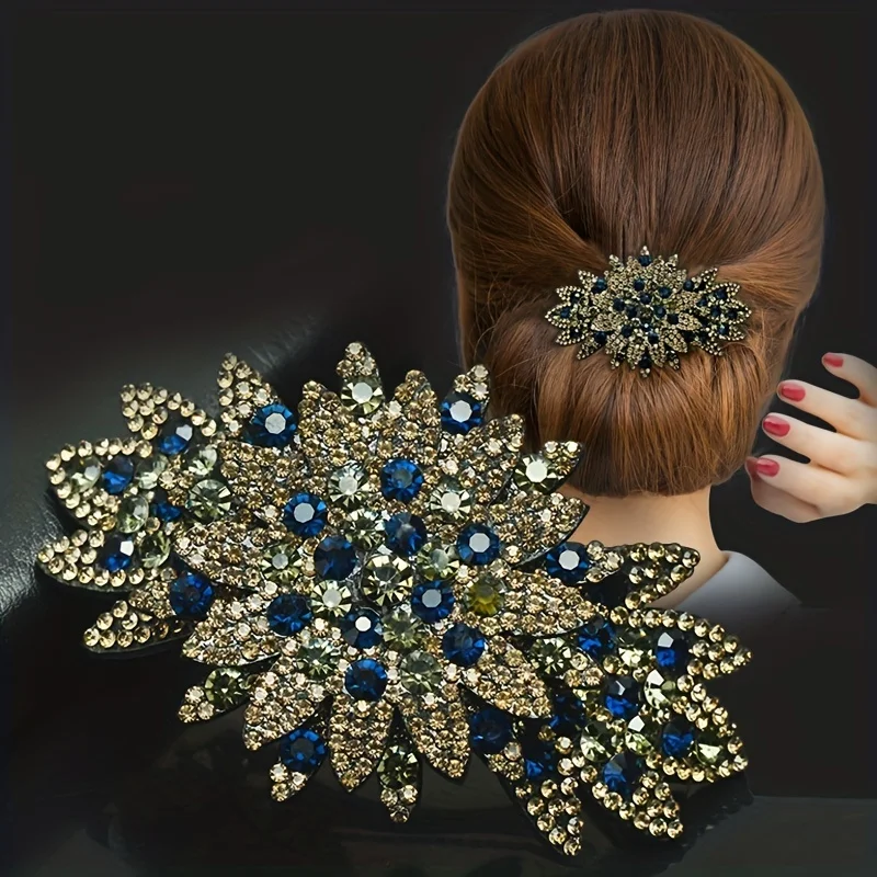 

Retro simple rhinestone ponytail clip spring clip large hairpin headdress, Hairstyle Clip, Hair