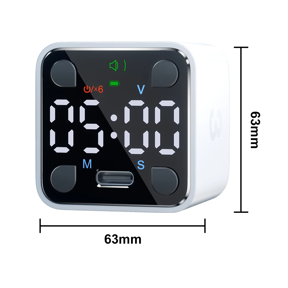 LLANO Mini Ticktime Digital Pomodoro Timer Manual Cube العد التنازلي مدير الوقت + قائمة المهام كتم الاهتزاز والصوت القابل للتعديل Ale