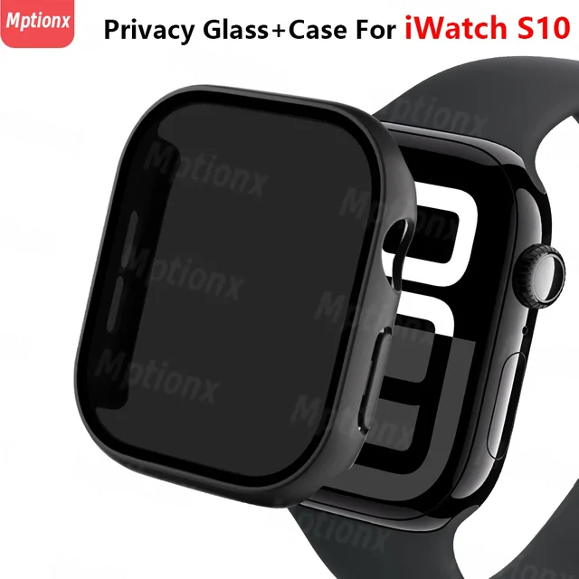 Szkło zapewniające prywatność + etui do Apple Watch 10 46mm 42mm hartowana osłona ekranu zapobiegająca podglądaniu dla iWatch serii 10 akcesoria