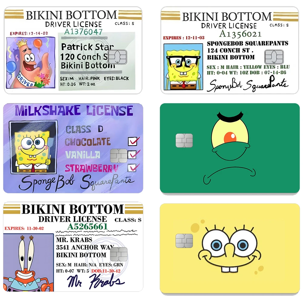 Name Spongebob Card Sticker Diy Kawaii Decor Exquisite Bank Cards Student Study Supplies Decals Patch Documents Birthday Gift