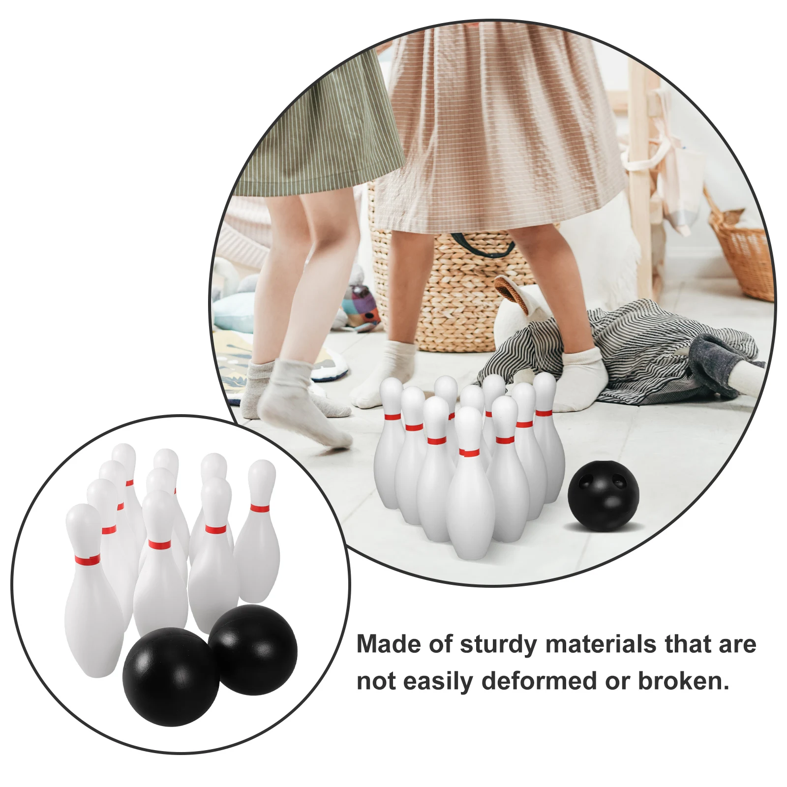 1 Juego de Mini juguete de bolos, pasadores de 5,9" y bolas de 2,7", deporte interior y exterior para niños, 1 pieza, juego preescolar, juego de bolos de plástico