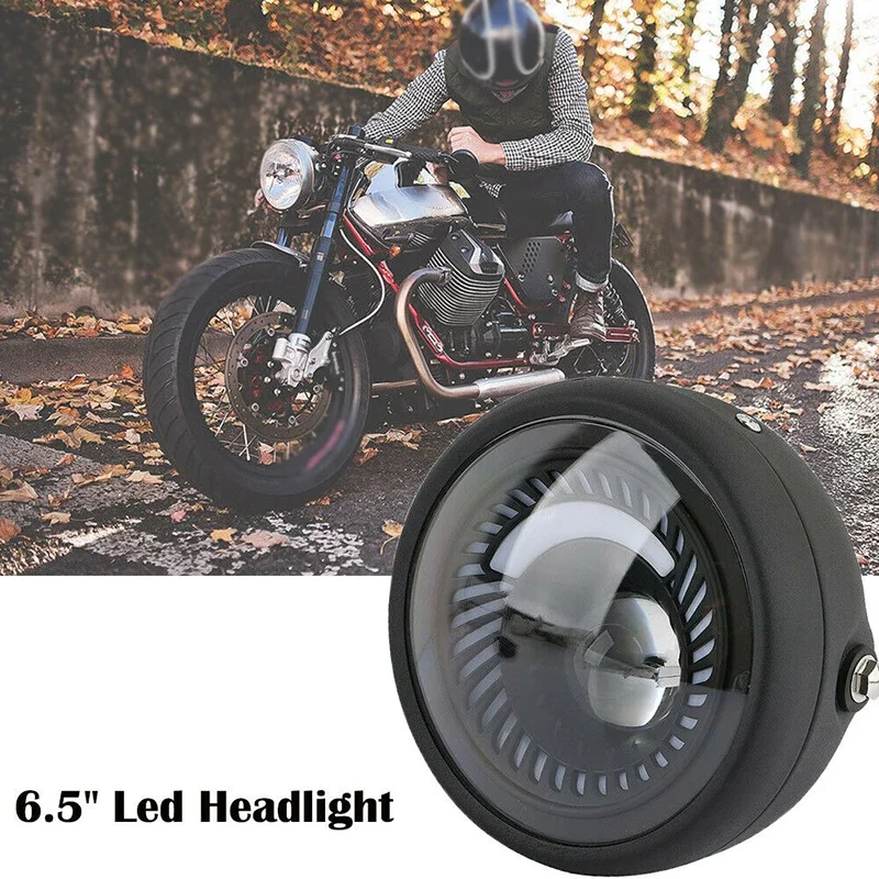 Motorcycle LED Headlight Round Light for Cruisers Choppers Cafe Racer Bobber Moto 6.5