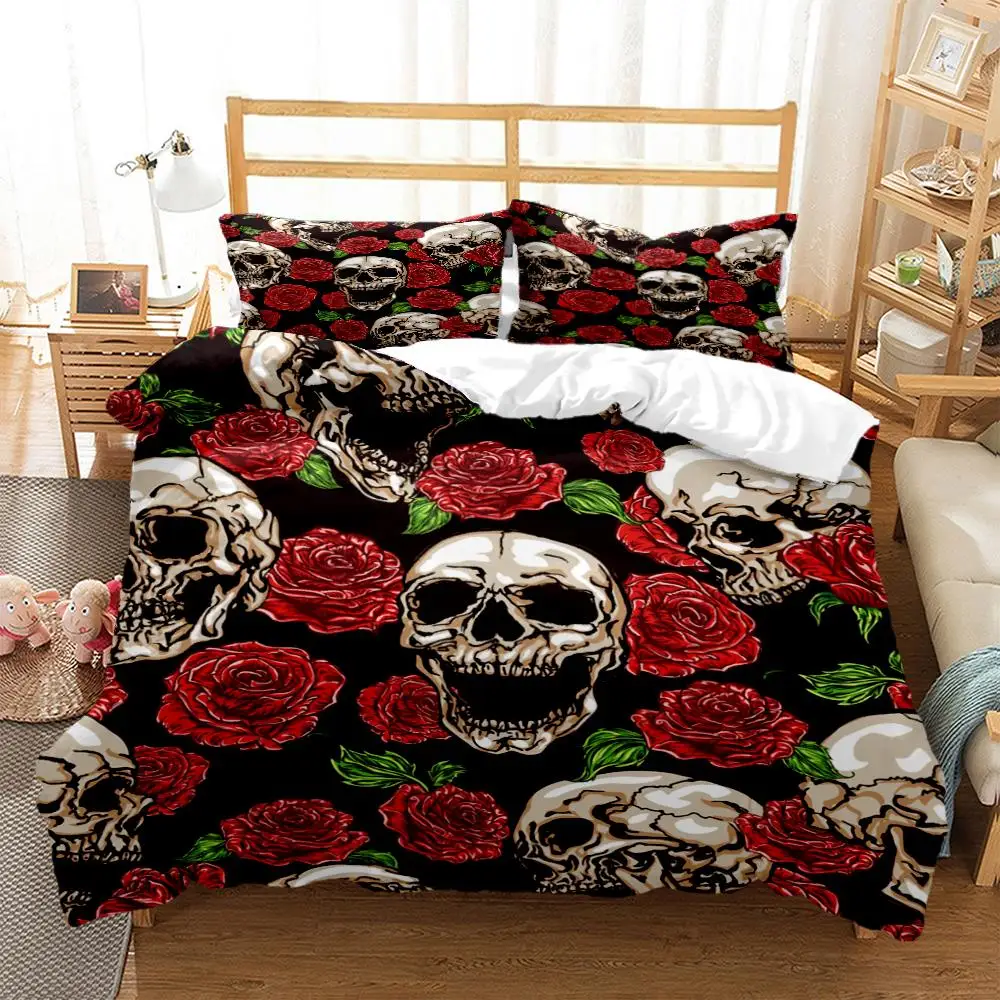 

Mysterious Colored Skeleton Digital Print Polyester Bedding Sets Child Kids Covers Boys Bed Linen Set For Teens Quilt cover Set