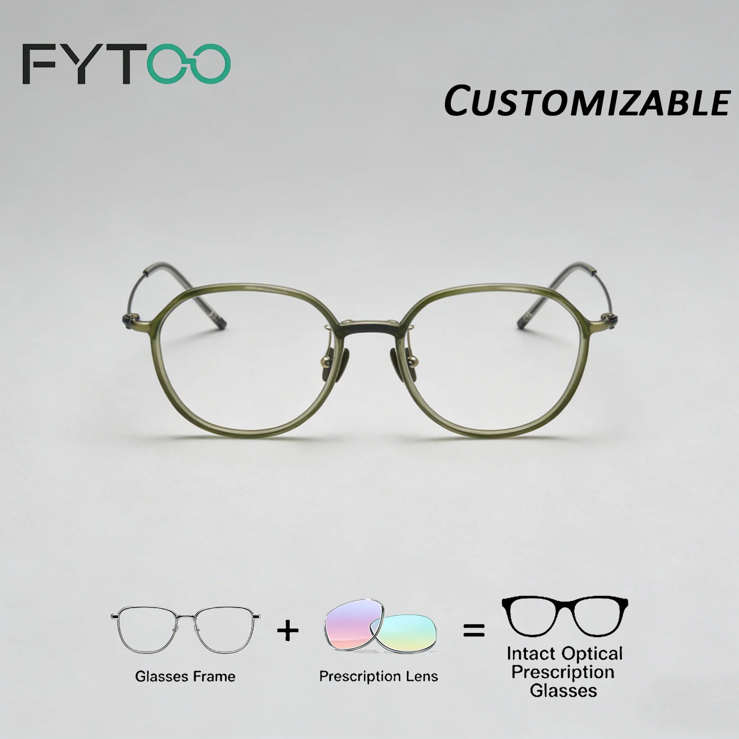 

FYTOO Light Small Frame Myopia Glasses Prescription Corrective Eyeglasses for Men Women,Fashion Round Comfort Optical Frames