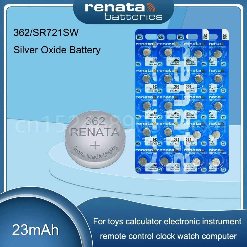 

Original Renata 362 SR721SW 1.55V Silver Oxide Battery for Watch Scales Headphone Toys AG11 LR721 162 V362 GP62 Batter