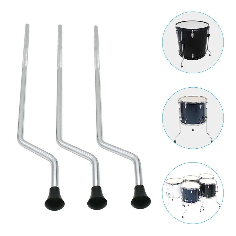 3pcs Metal Floor Tom Drum Legs Support Anti-slip Replacement Feet Drum Legs