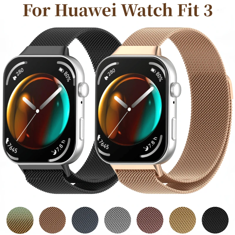 Metal Milanese Strap for Huawei Watch Fit 3 Magnetic Adjustable Bracelet To Replace Wristband for Huawei Watch Fit 3 Accessories