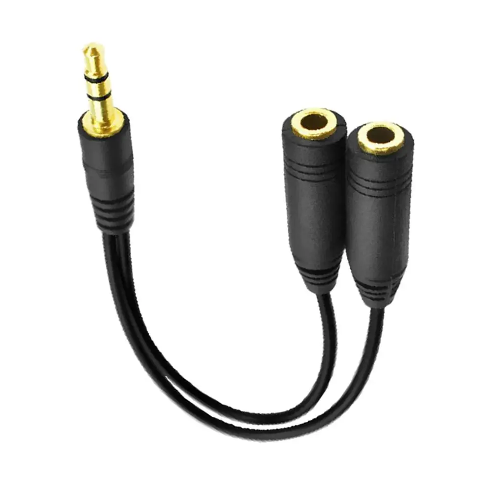 Adattatore di alimentazione cavo sdoppiatore a Y maschio-femmina audio in PVC nero per microfono auricolare