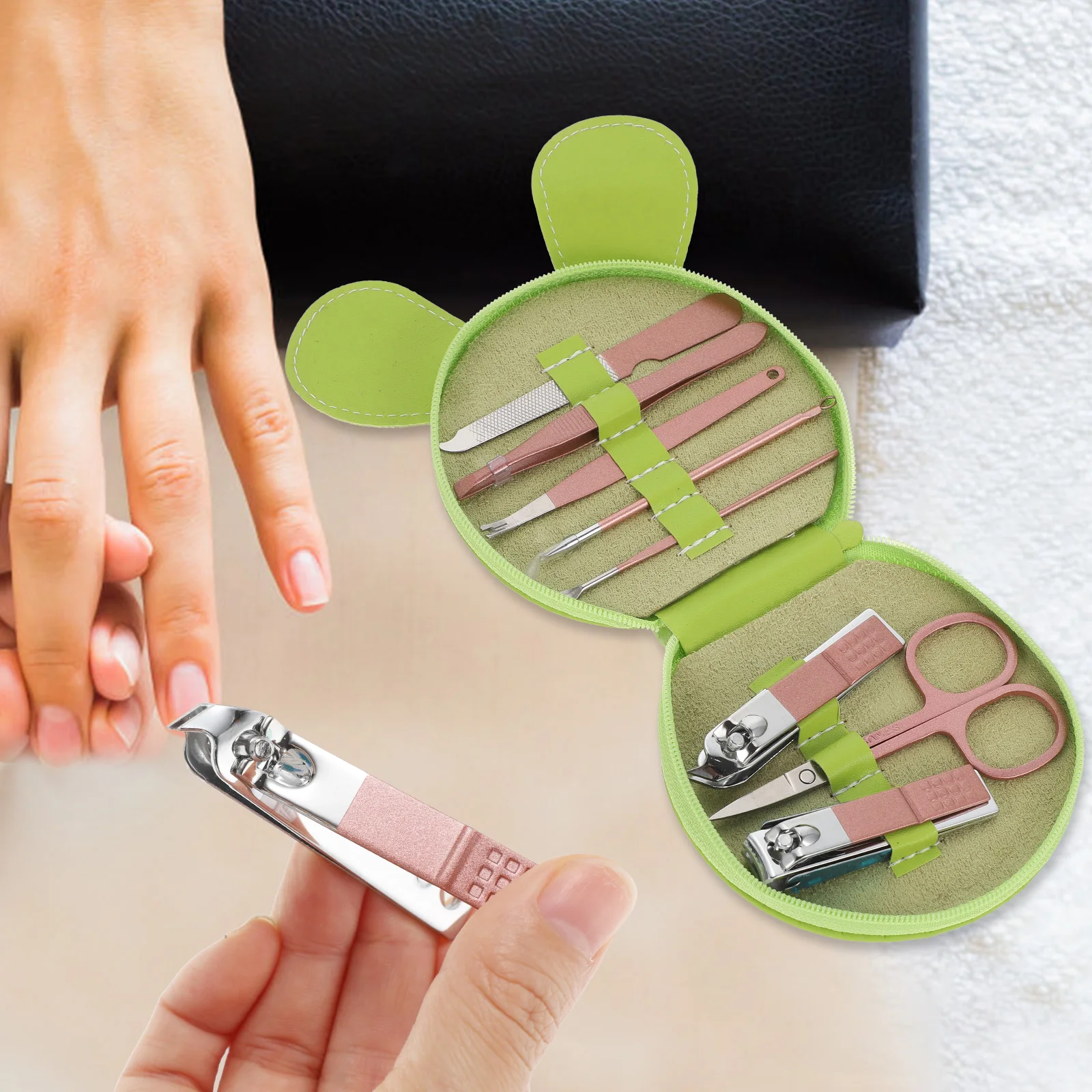 

1Set Nail Clippers Set Stainless Steel Professional Manicure Kit Portable Storage Case Travel Pedicure Nail Care Grooming Tools