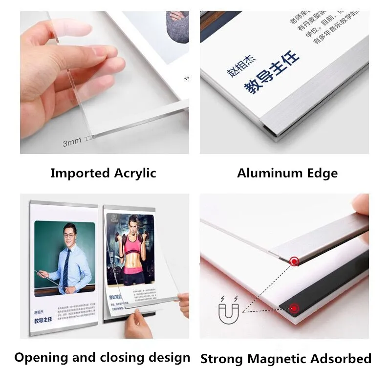 A3 297x420mm Wall Mount Magnetic Acrylic Sign Holder Frame No Drilling Price Listing Poster Picture Photo Frame