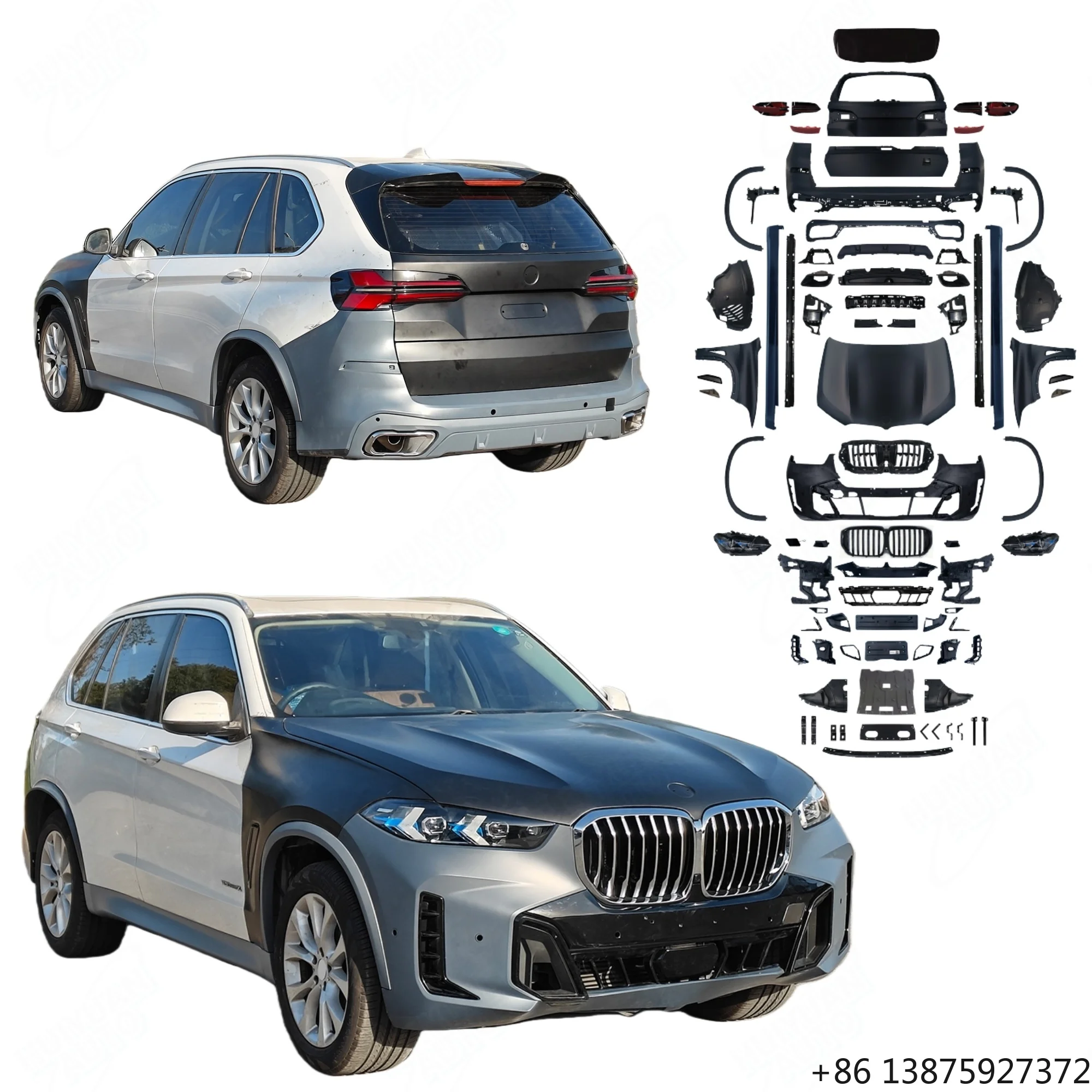 

Новый дизайн обвеса для X5 F15 2013-2018: Обновление до модели X5 LCI MT — передний и задний бамперы, решетка радиатора, боковые пороги, накладки на фары, выхлопные трубы